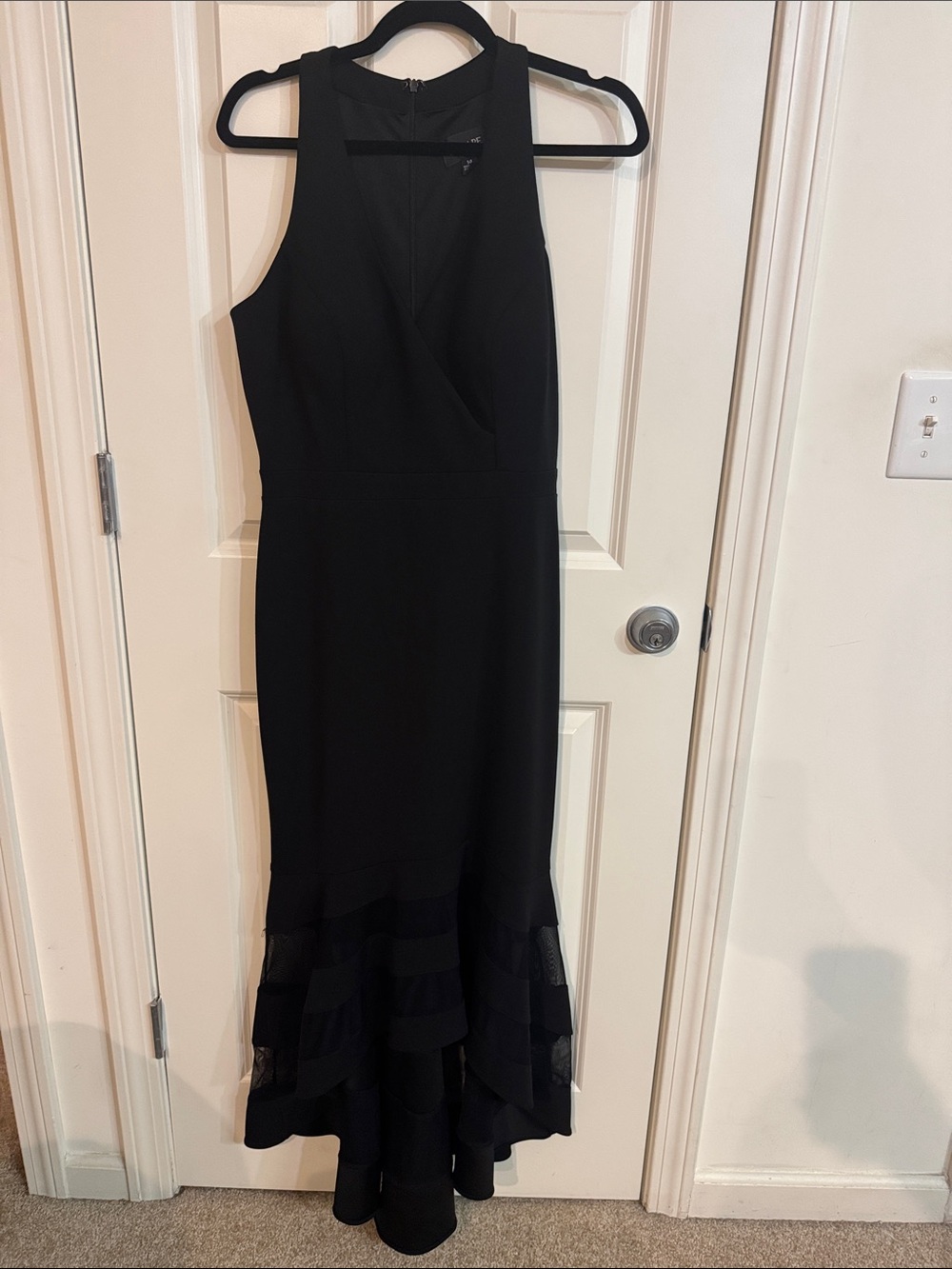Xscape Black Sleeveless V-Neck Mermaid Maxi Dress